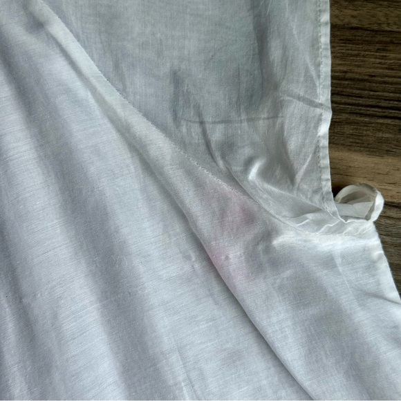 Kenneth Cole White Linen-Blend Lace-trimmed V-Neck Cap Sleeve Blouse - Picture 9 of 11